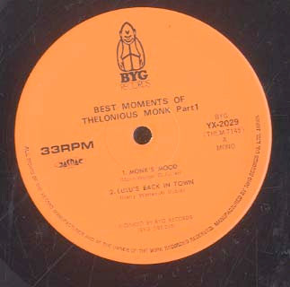 Thelonious Monk : Best Moments Of Thelonious Monk Part 1 (LP, Album, Mono)