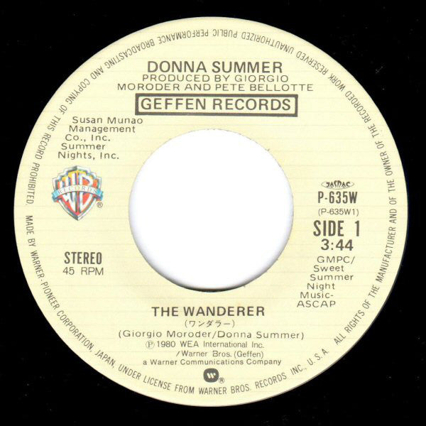 Donna Summer : The Wanderer (7", Single)