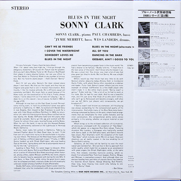 Sonny Clark : Blues In The Night (LP, Album, Ltd)