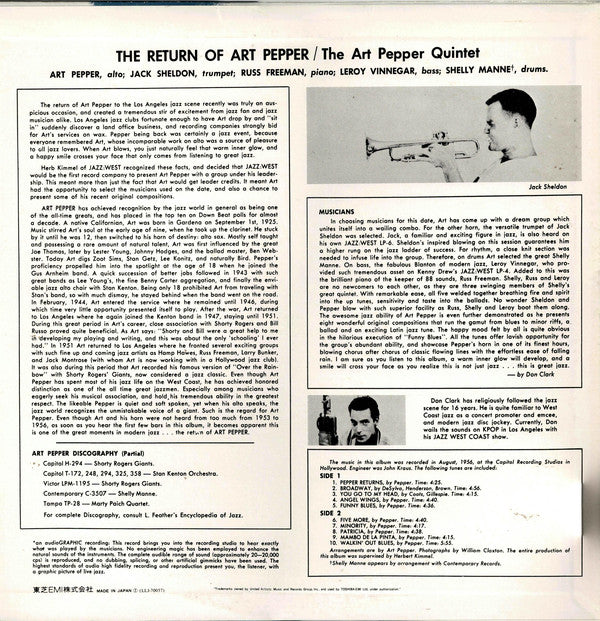 Art Pepper : The Return Of Art Pepper (LP, Album, RE)