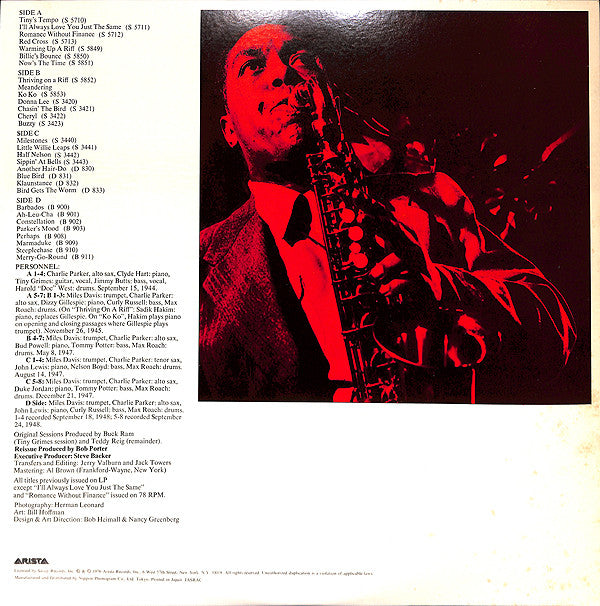 Charlie Parker : Bird / The Savoy Recordings (Master Takes) (2xLP, Comp, RE)