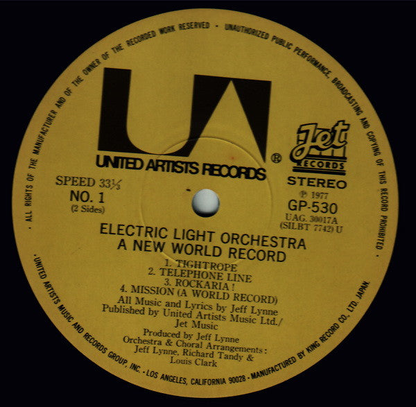 Electric Light Orchestra : A New World Record (LP, Album, RE, Emb)