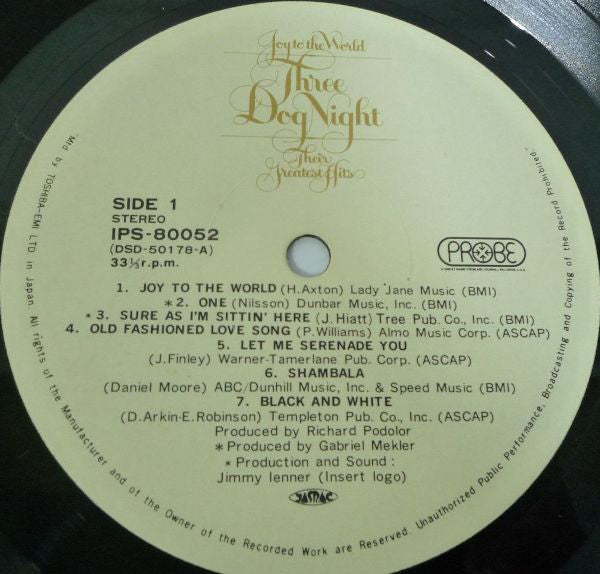 Three Dog Night : Joy To The World - Their Greatest Hits (LP, Comp, Gat)