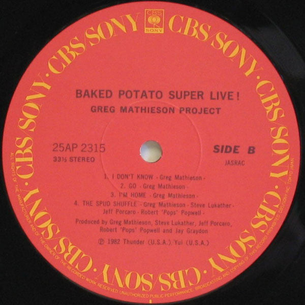 The Greg Mathieson Project : Baked Potato Super Live! (LP, Album)
