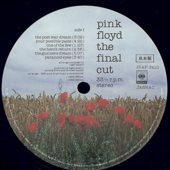 Pink Floyd : The Final Cut (LP, Album, Promo, Gat)