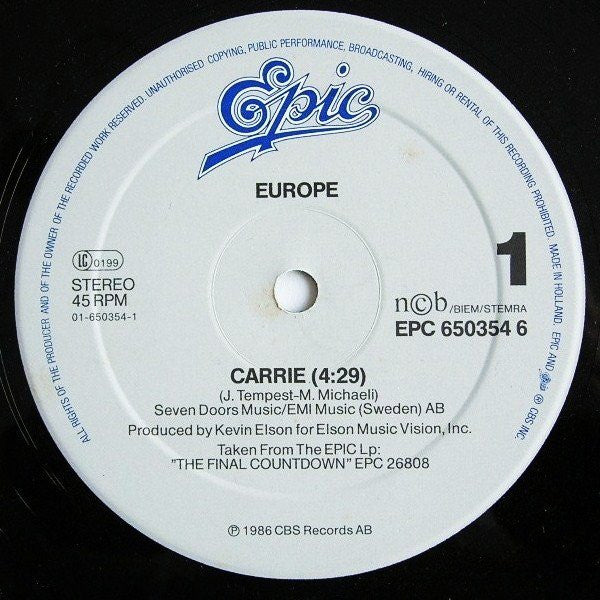 Europe (2) : Carrie (12", Maxi)