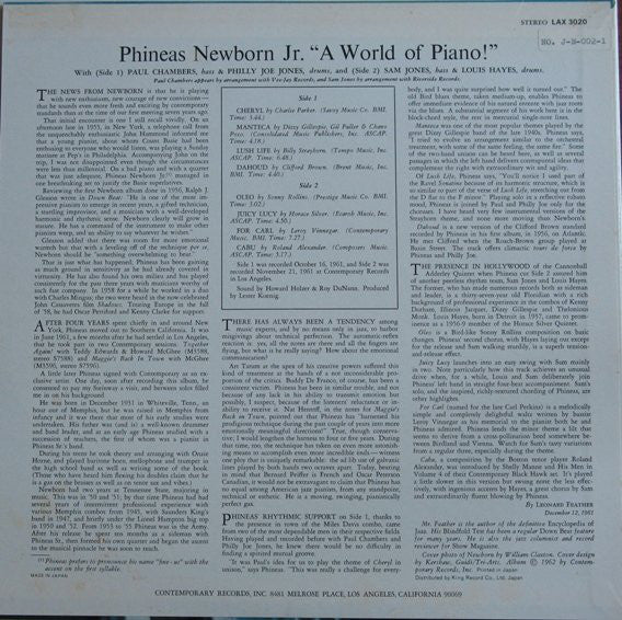 Phineas Newborn Jr. : A World Of Piano! (LP, Album, RE)