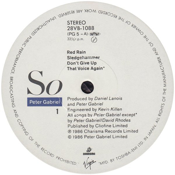 Peter Gabriel : So (LP, Album)