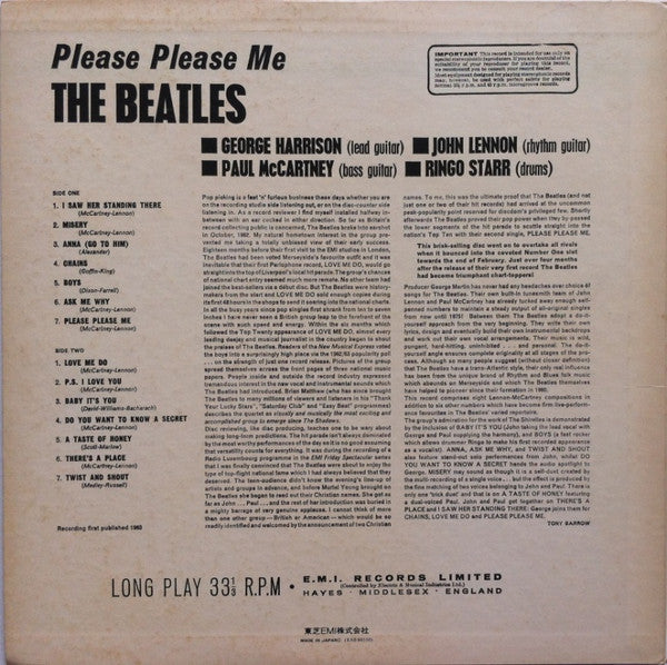 The Beatles : Please Please Me (LP, Album, Promo, RE)