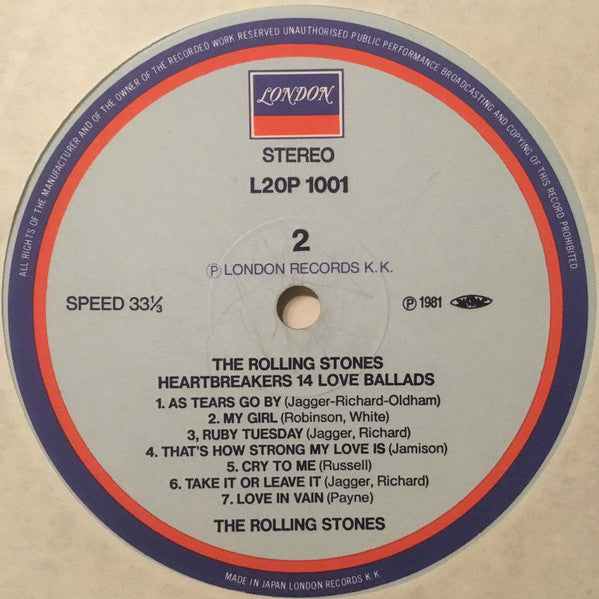 The Rolling Stones : Heartbreakers 14 Love Ballads (LP, Comp)