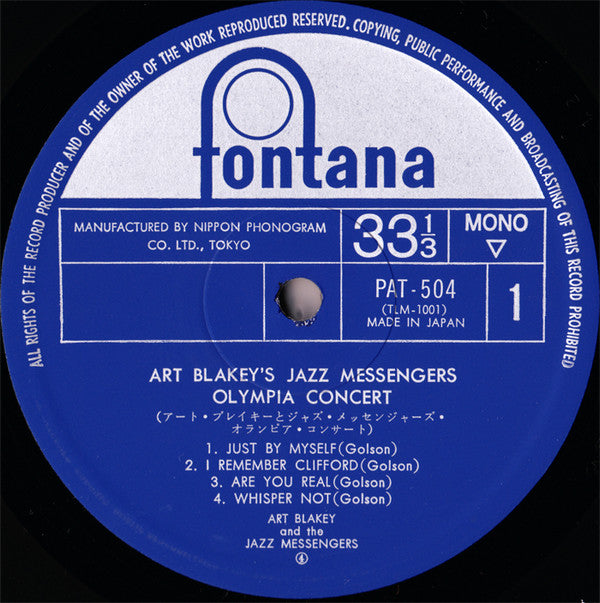 Art Blakey's Jazz Messengers* : Olympia Concert (LP, Album, Mono, Ltd, RE)