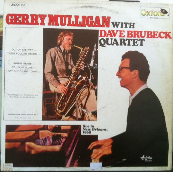 Gerry Mulligan With Dave Brubeck Quartet* : Live In New Orleans, 1968 (LP, Album)