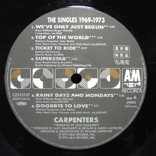 Carpenters : The Singles 1969-1973 (LP, Comp, Promo, RE)
