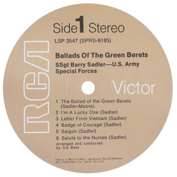 SSgt Barry Sadler* : Ballads Of The Green Berets (LP, Album, RE)