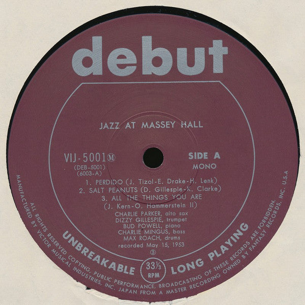The Quintet : Jazz At Massey Hall (LP, Album, Mono, RE)