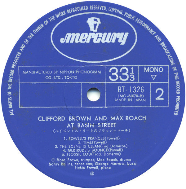 Clifford Brown And Max Roach : At Basin Street (LP, Album, Mono, RE)