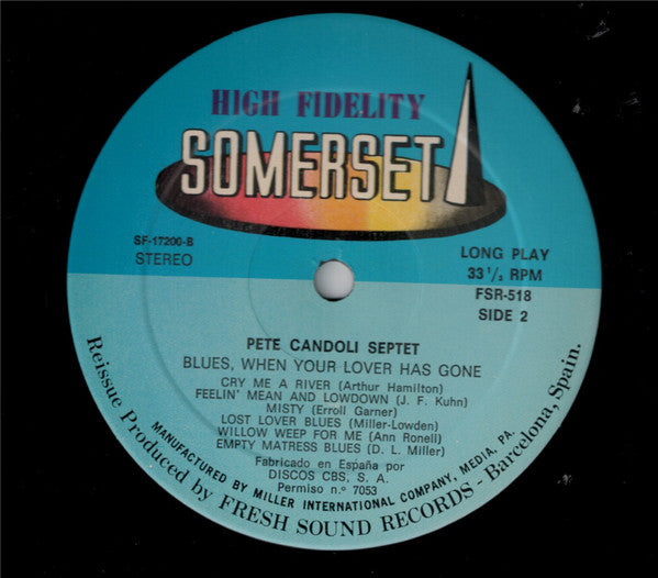Pete Candoli Septet : Blues, When Your Lover Has Gone (LP, Album, RE)