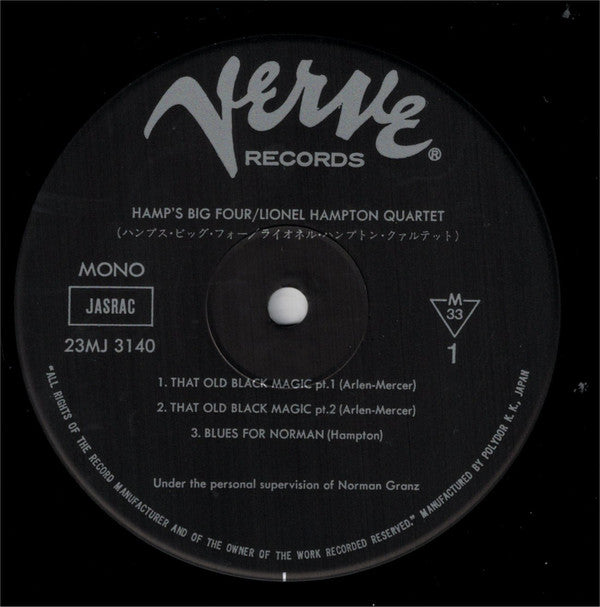 Lionel Hampton Quartet* : Hamp's Big Four (LP, Album, Mono, RE)