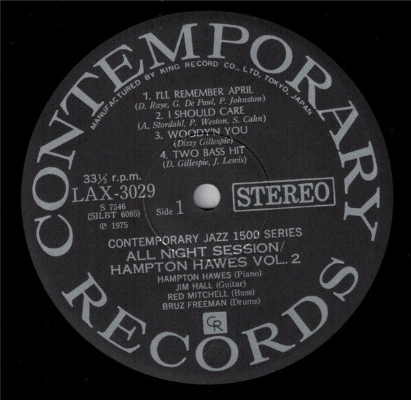 Hampton Hawes Quartet : All Night Session, Vol. 2 (LP, Album, Ltd, RE)