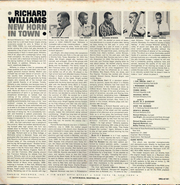 Richard Williams : New Horn In Town (LP, Album, RE)