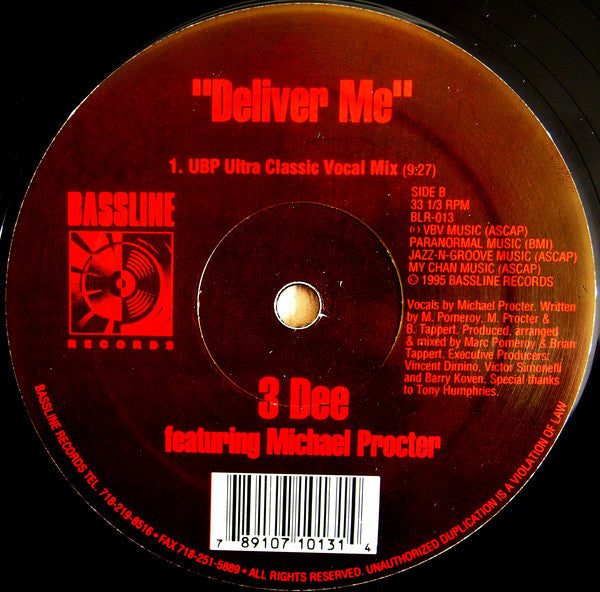 The Urban Blues Project* Presents 3Dee* Featuring Michael Procter : Deliver Me (2x12")