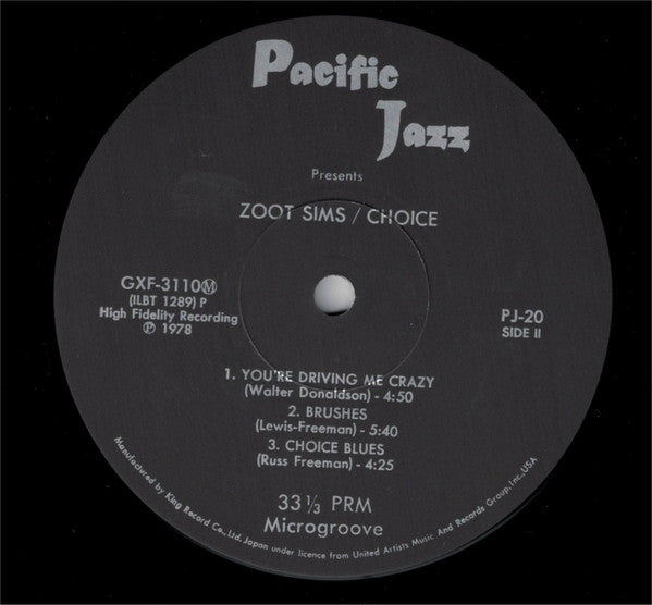 Zoot Sims : Choice (LP, Album, Mono, RE)
