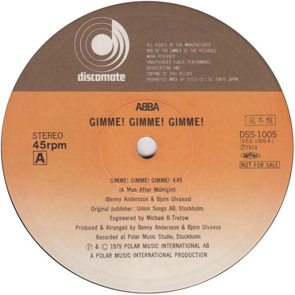 ABBA : Gimme! Gimme! Gimme! (12", Promo)