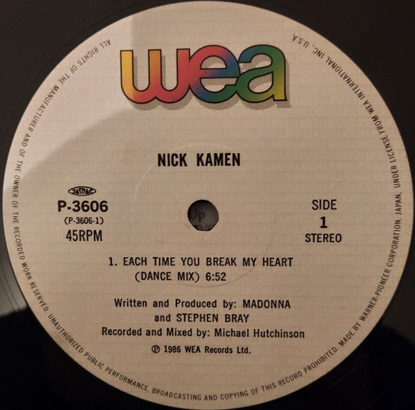 Nick Kamen : Each Time You Break My Heart (12")