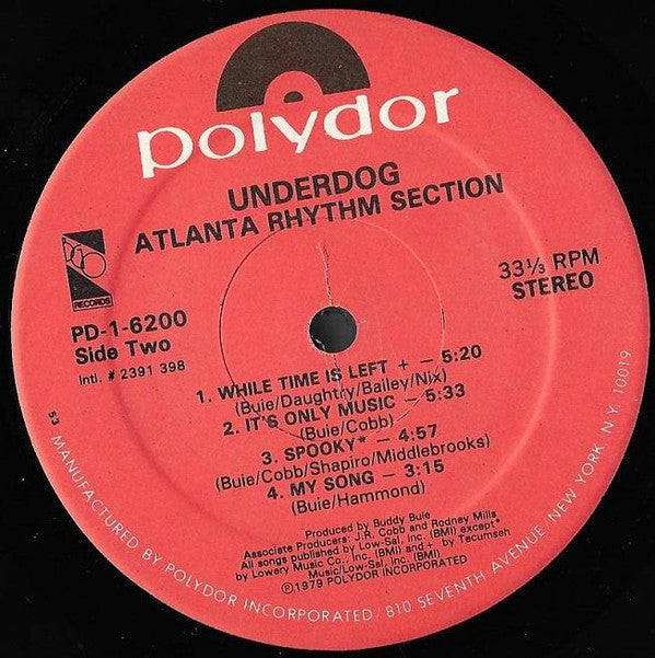 Atlanta Rhythm Section : Underdog (LP, Album, 53 )