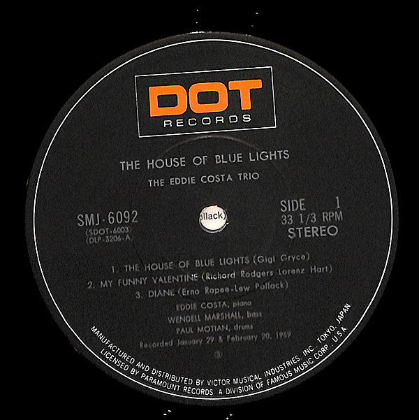 Eddie Costa* : The House Of Blue Lights (LP, Album, RE)