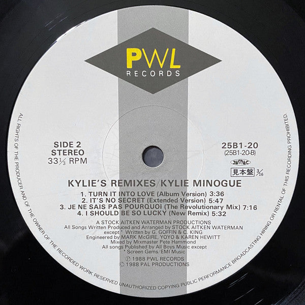 Kylie Minogue : Kylie's Remixes (LP, Comp, Promo)
