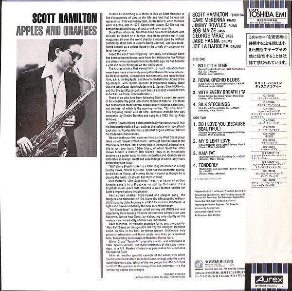 Scott Hamilton : Apples And Oranges (LP, Album)