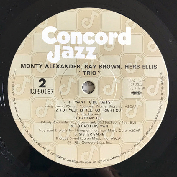 Buy Monty Alexander / Ray Brown / Herb Ellis : Trio (LP, Album) Online for  a great price