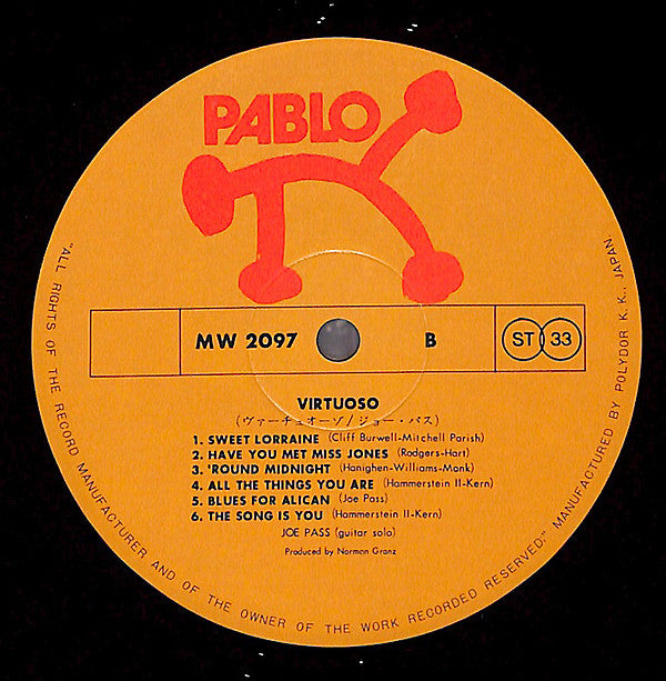Joe Pass : Virtuoso (LP, Album)