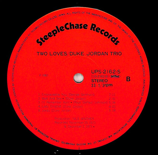 Duke Jordan Trio : Two Loves (LP, Album, RE)