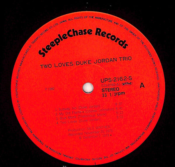 Duke Jordan Trio : Two Loves (LP, Album, RE)