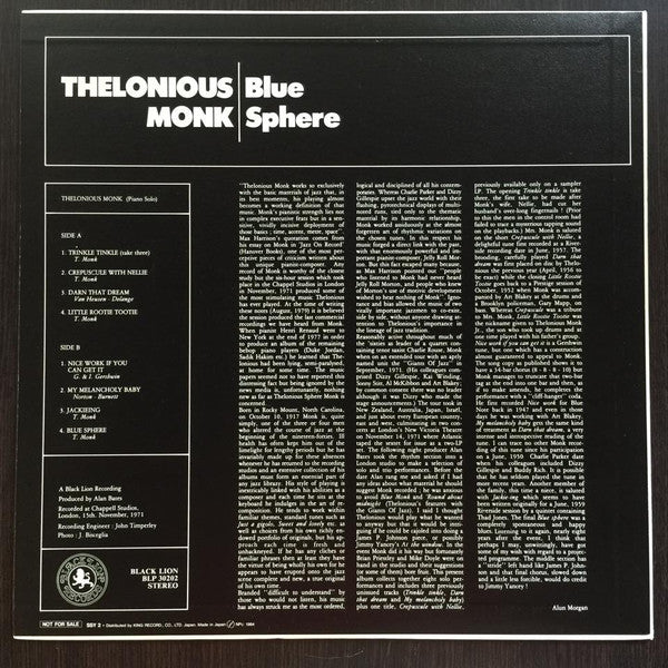 Thelonious Monk : Blue Sphere (LP, Promo)