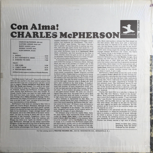 Charles McPherson : Con Alma! (LP, Album, RE)