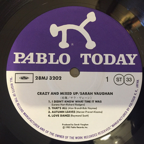 Sarah Vaughan : Crazy And Mixed Up (LP, Album)