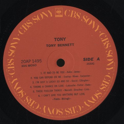 Tony Bennett : Tony (LP, Album, Mono)