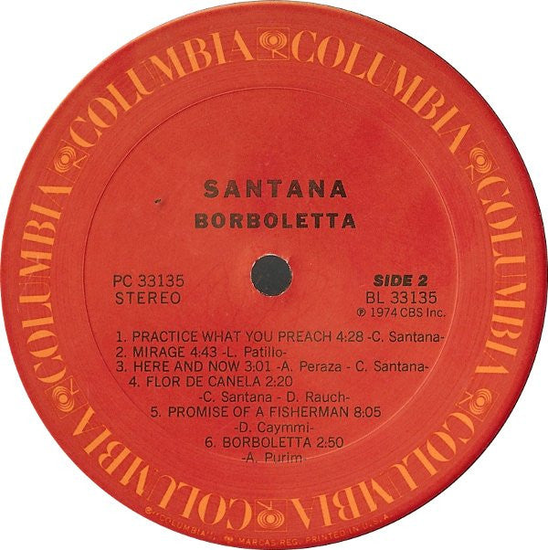 Santana : Borboletta (LP, Album, San)