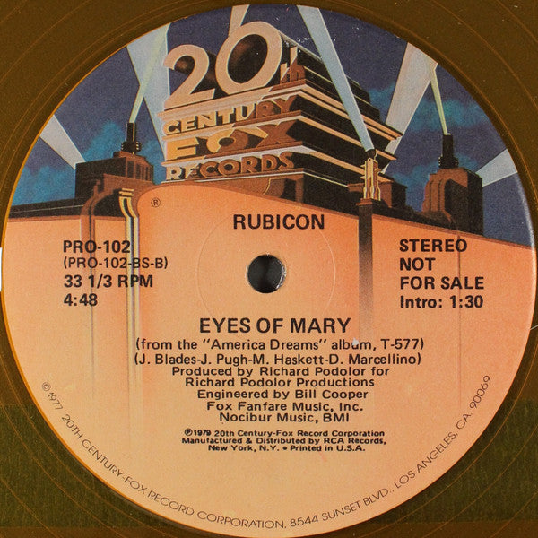 Rubicon (2) : America Dreams / Eyes Of Mary (12", Promo, Yel)