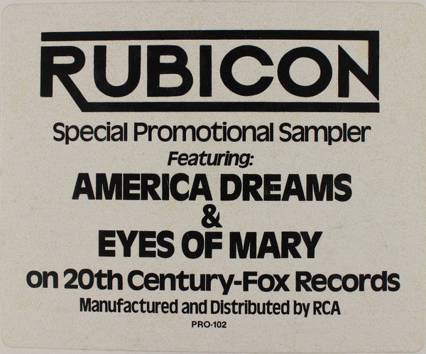 Rubicon (2) : America Dreams / Eyes Of Mary (12", Promo, Yel)