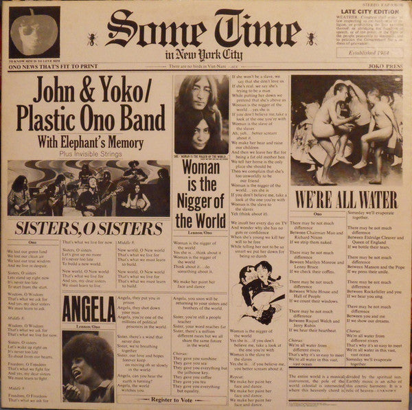 John & Yoko* / Plastic Ono Band* With Elephant's Memory* And Invisible Strings : Some Time In New York City (2xLP, Album, Gat)