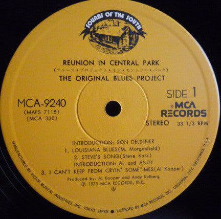 The Original Blues Project* : Reunion In Central Park (2xLP, Album)