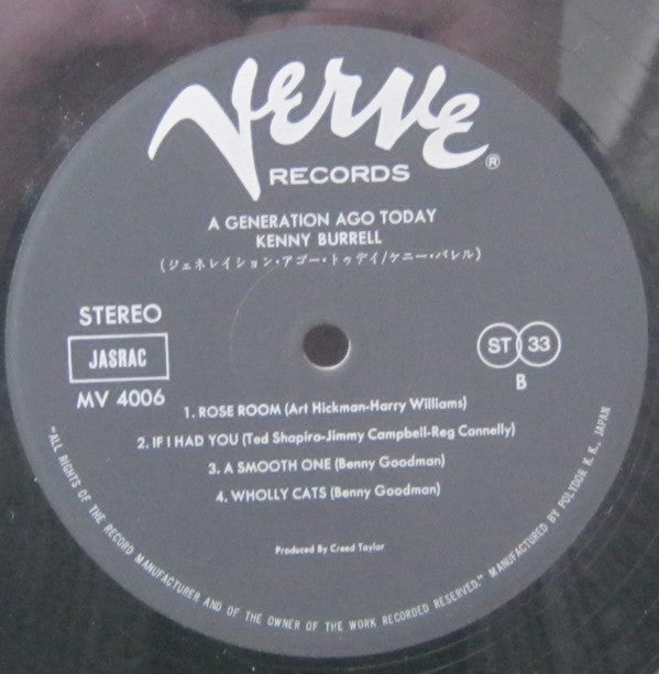 Kenny Burrell : A Generation Ago Today (LP, Album, RE)