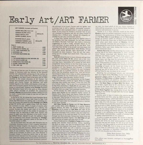 Art Farmer : Early Art (LP, Album, Comp, RE, RM)