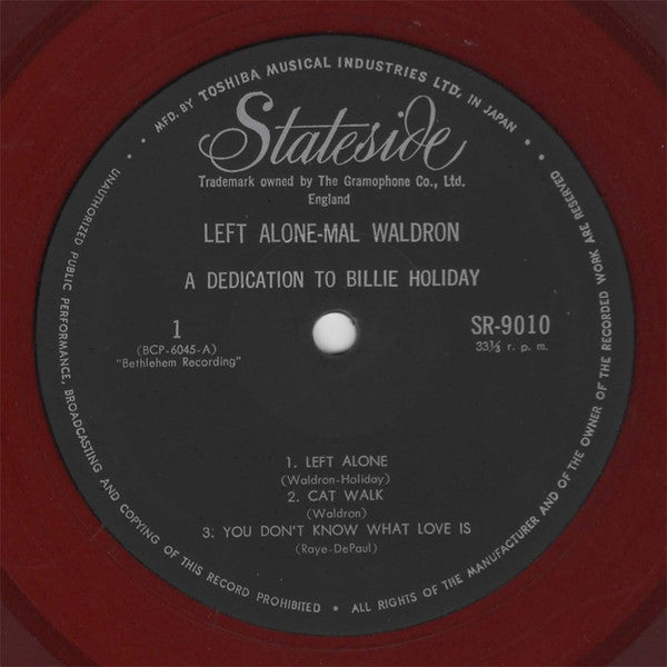 Mal Waldron : Left Alone (LP, Album, Red)