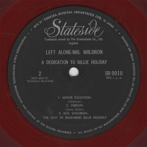 Mal Waldron : Left Alone (LP, Album, Red)