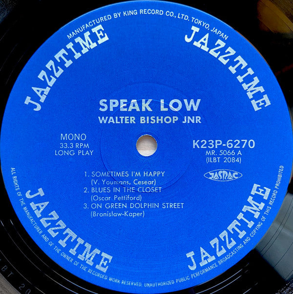 The Walter Bishop, Jr. Trio : Speak Low (LP, Album, Mono, RE)